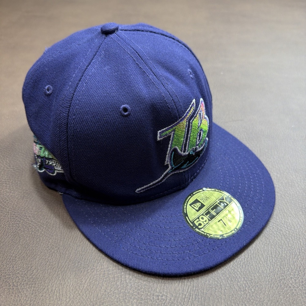 Vintage 90s Tampa Bay Devil Rays Hat Size 7-3/8   New Era Fitted 1998 Purple
